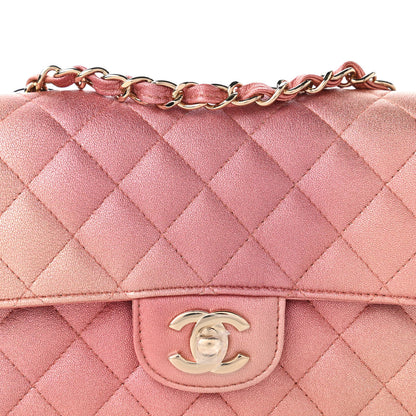 Chanel Metallic Lambskin Quilted Ombre Mini Rectangular Flap Pink 10 of 11