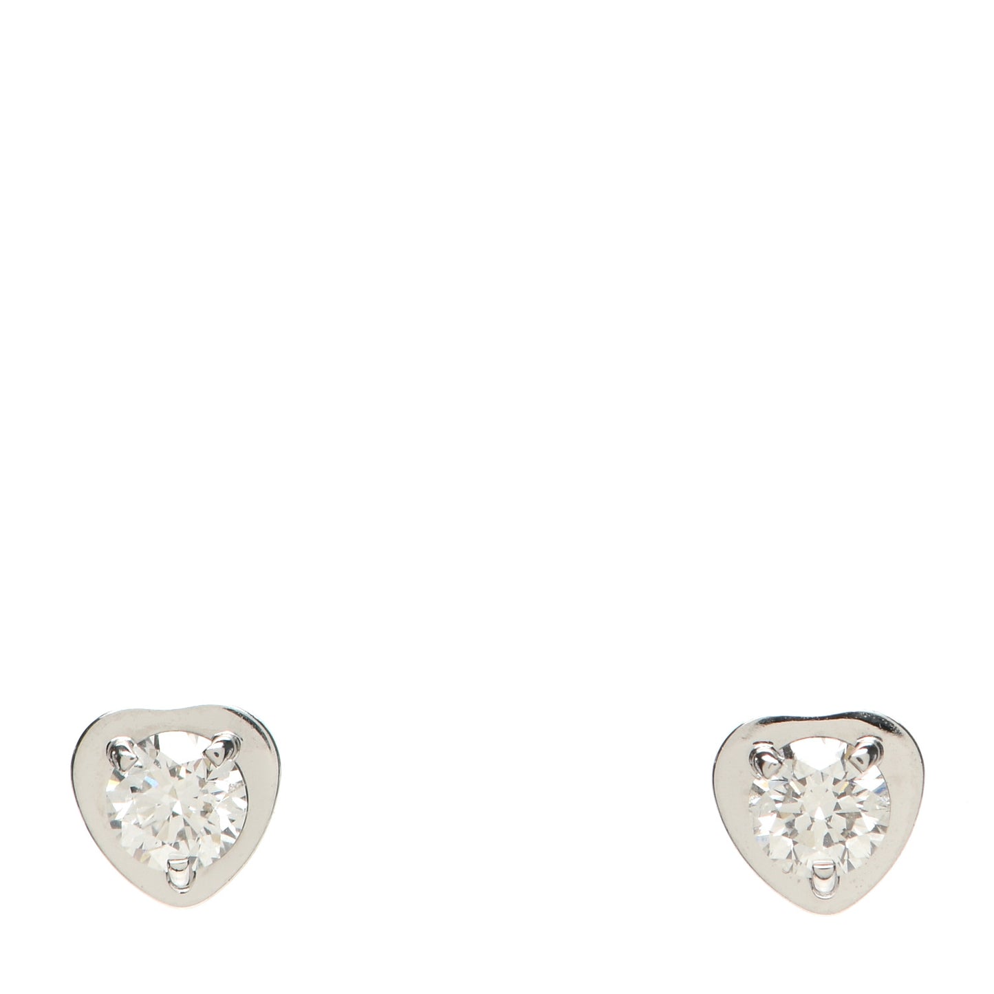 18K White Gold Diamond Diamants Legers de Cartier Heart Motif Earrings