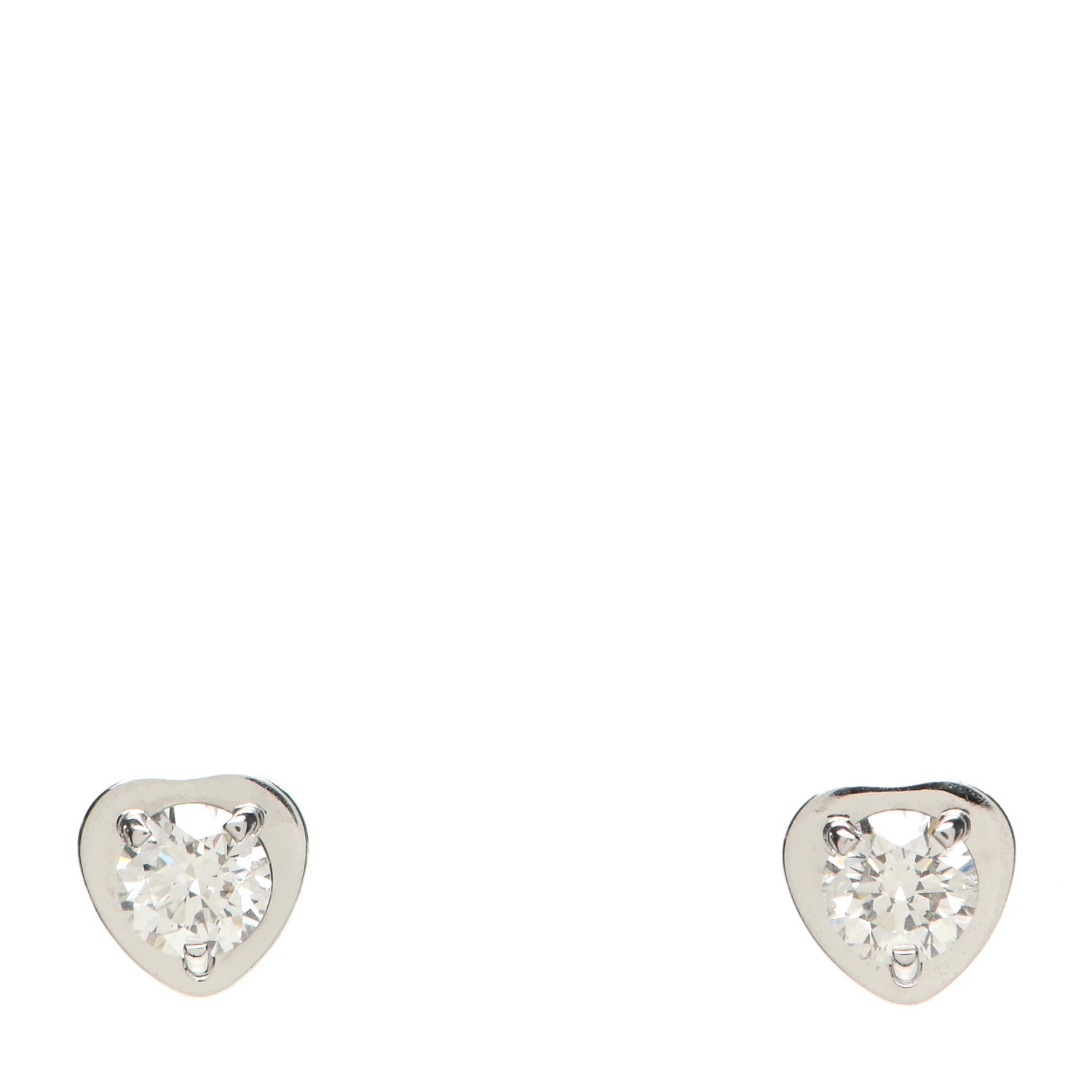Cartier 18K White Gold Diamond Diamants Legers de Cartier Heart Motif Earrings 1 of 5