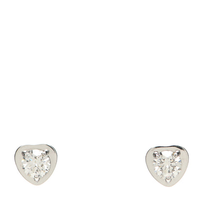 Cartier 18K White Gold Diamond Diamants Legers de Cartier Heart Motif Earrings 1 of 5