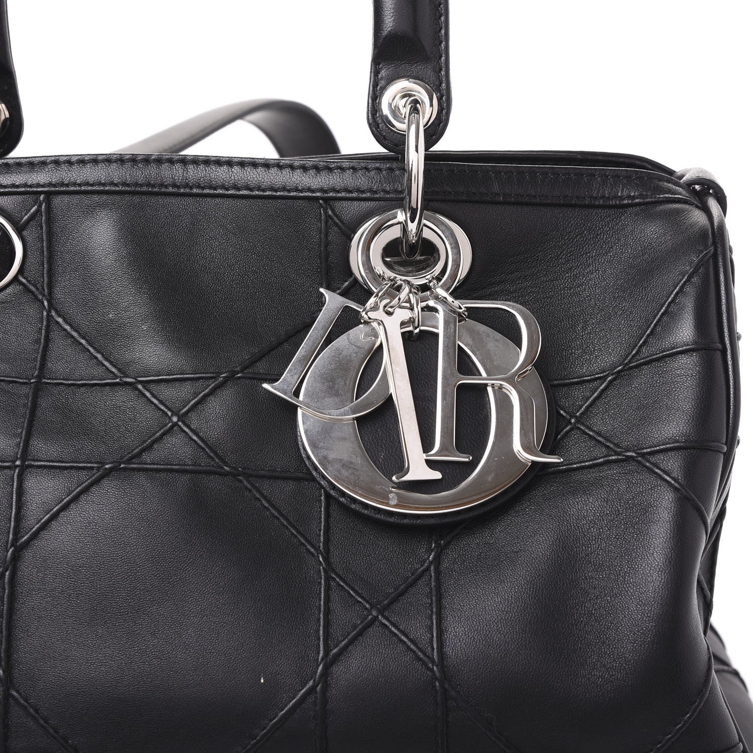 Christian Dior Lambskin Cannage Granville Polochon Black 6 of 10