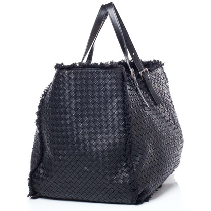 Bottega Veneta Nappa Intrecciato Canvas Fringe Maltinto Tote Nero Black 3 of 9