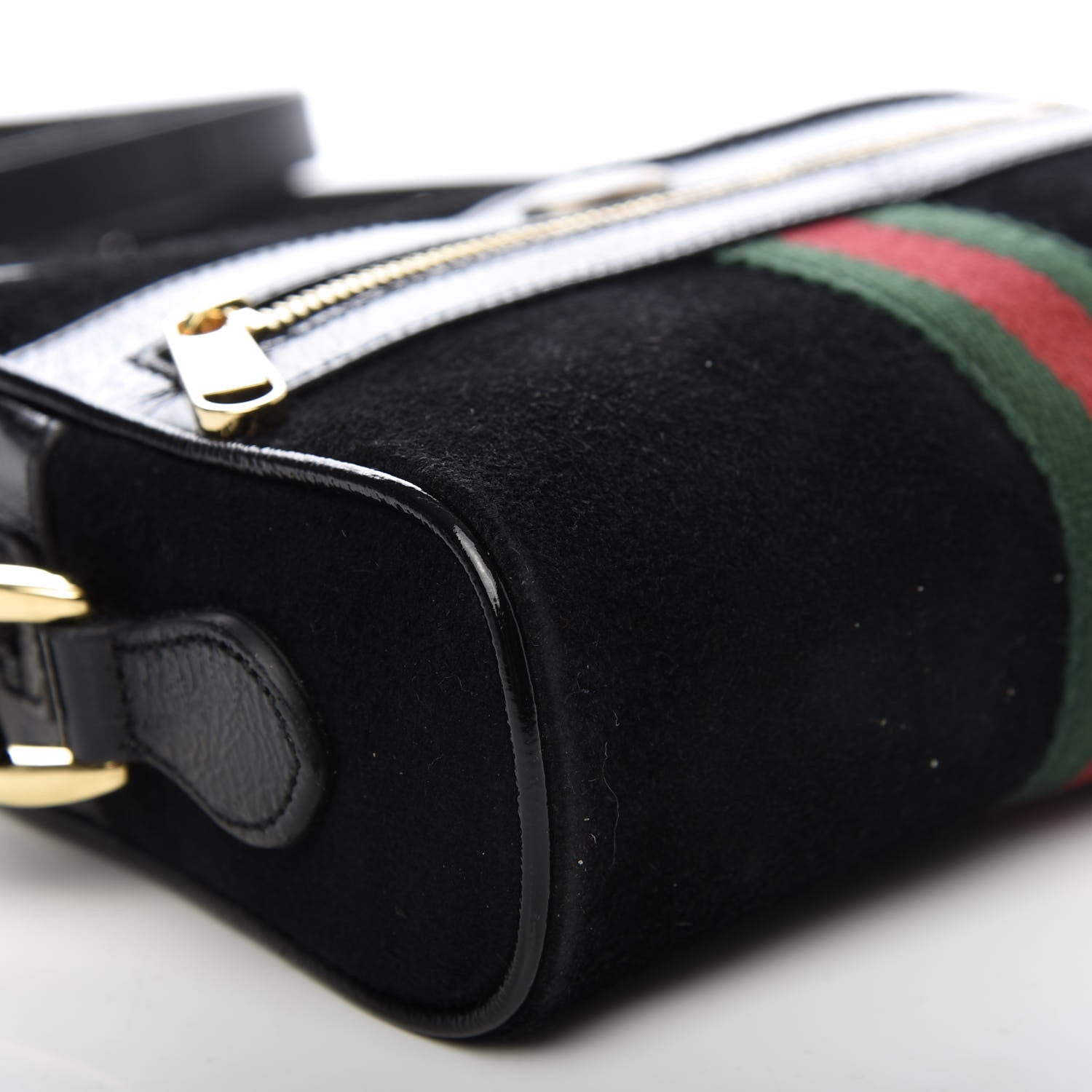 Gucci Suede Patent Web Mini Ophidia Shoulder Bag Black 6 of 10