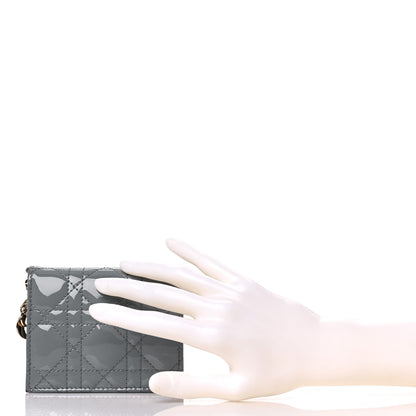 Christian Dior Patent Cannage Mini Lady Dior Wallet Grey 2 of 12