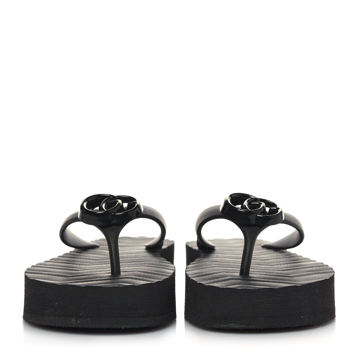 Rubber Chevron Womens GG Thong Sandals 38 Black
