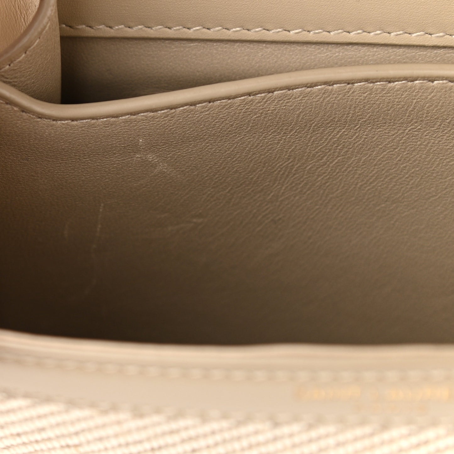 Canvas Calfskin Mini Classic Monogram Cassandra Top Handle Tan Natural