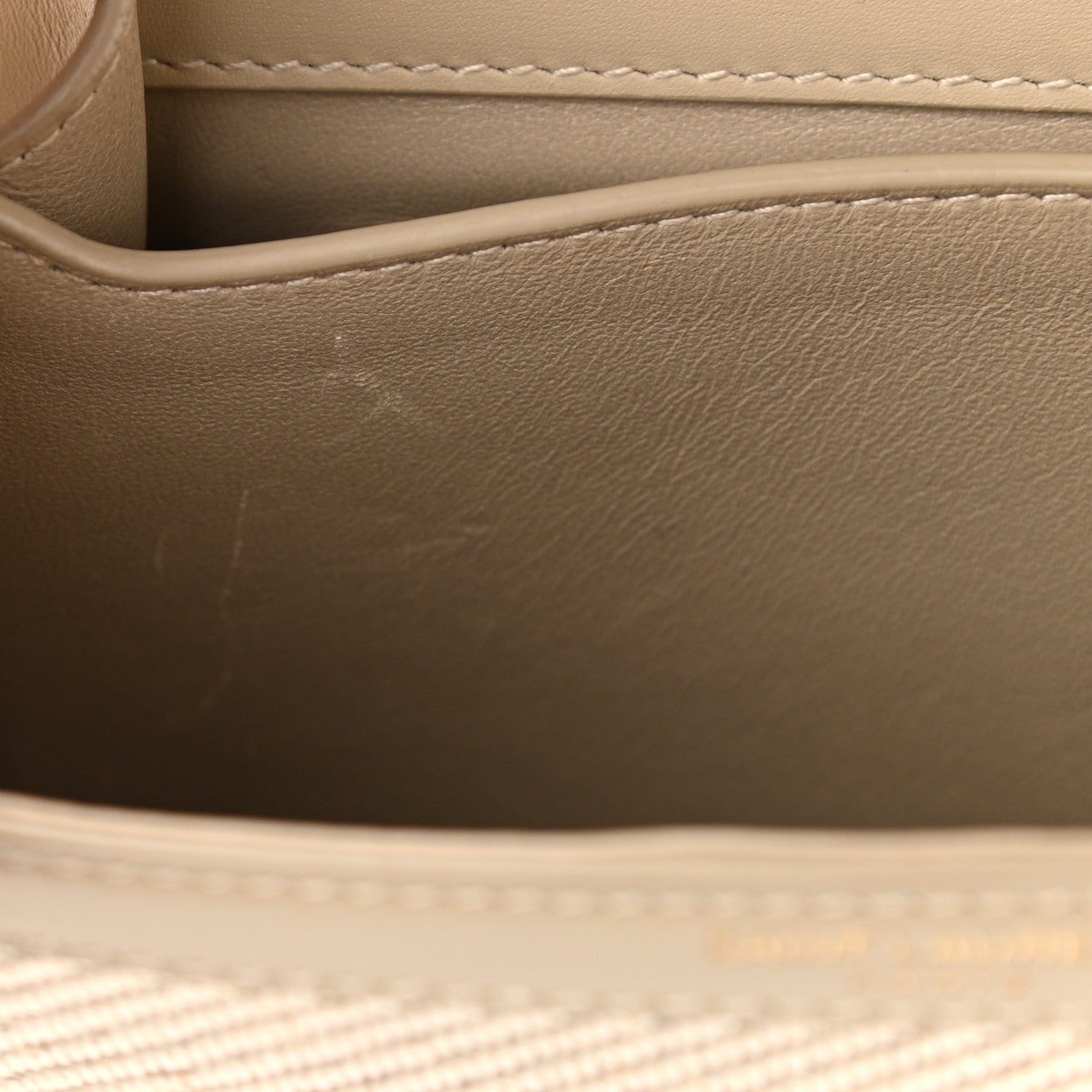 Saint Laurent Canvas Calfskin Mini Classic Monogram Cassandra Top Handle Tan Natural 13 of 13