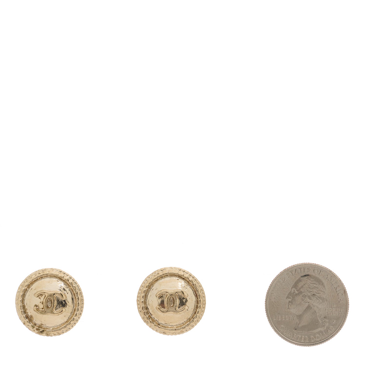 Chanel CC Button Clip On Earrings Gold 2 of 5