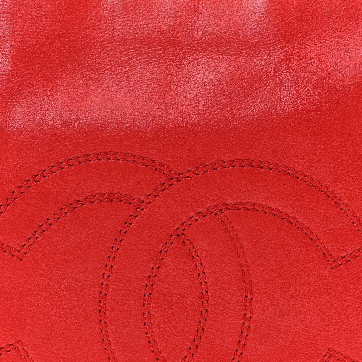Lambskin CC Stitched Logo Tote Red
