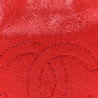 Chanel Lambskin CC Stitched Logo Tote Red 8 of 10