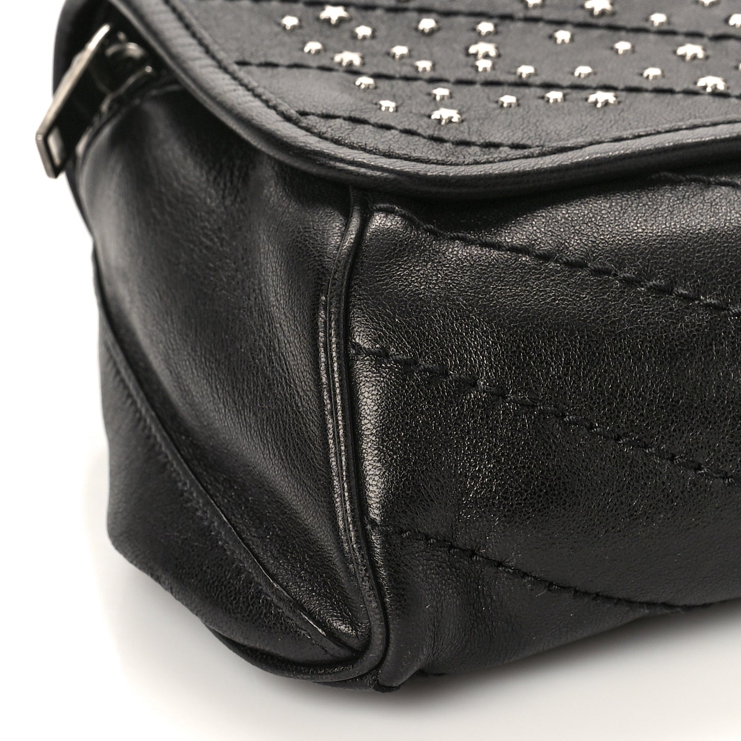 Calfskin Studded Stardust Monogram Niki Shoulder Bag Black