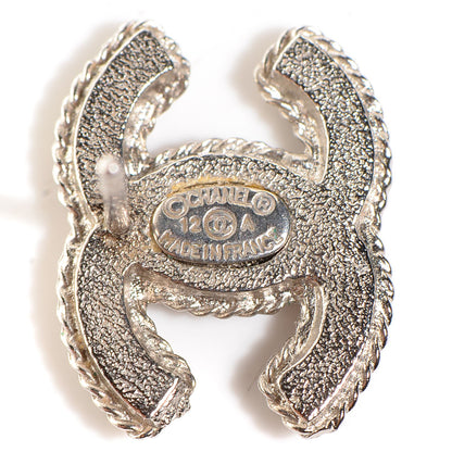 Chanel Hammered CC Earrings Silver 3 of 4