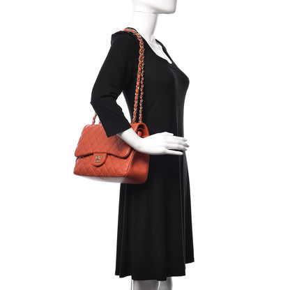 Chanel Caviar Quilted Jumbo Double Flap Orange 2 of 11