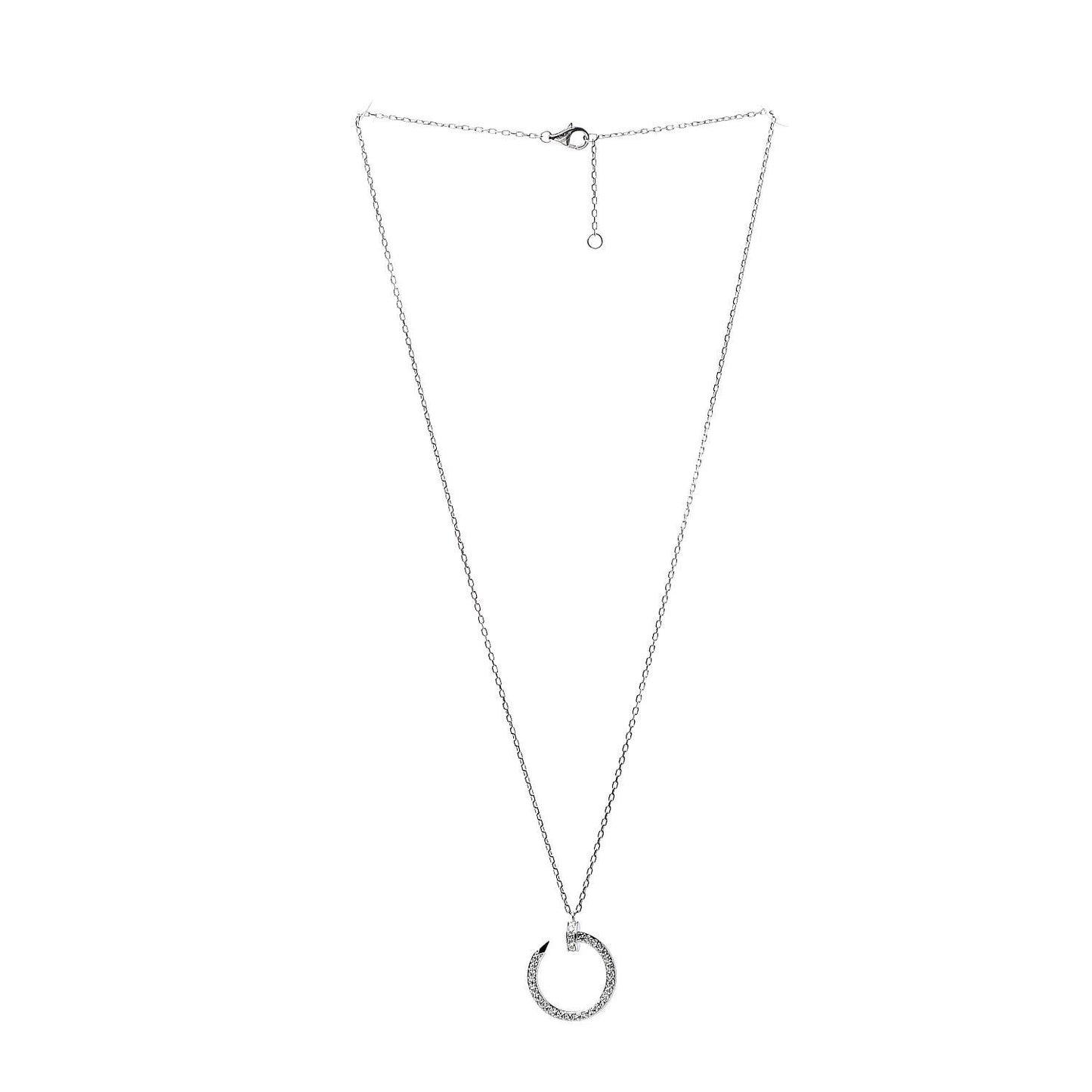 18K White Gold Diamond Juste Un Clou Paved Pendant Necklace