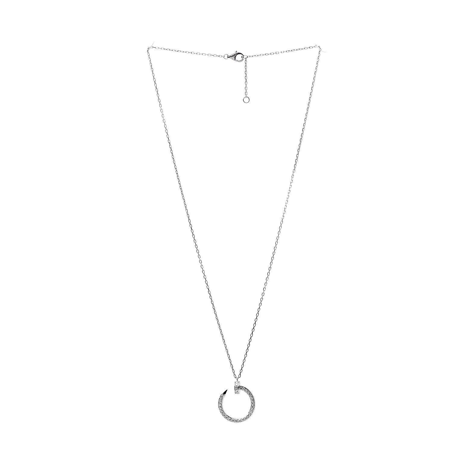 Cartier 18K White Gold Diamond Juste Un Clou Paved Pendant Necklace 3 of 6