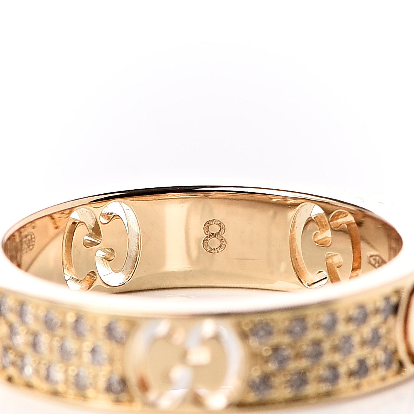 18K Yellow Gold Diamond Icon Stardust Thin Band Ring 47 4.25