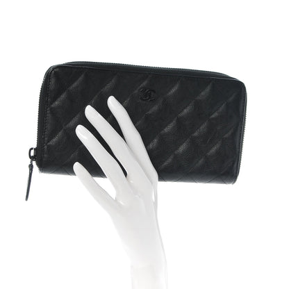 Chanel Crumpled Calfskin Quilted Large Zip Around Wallet So Black 2 of 8