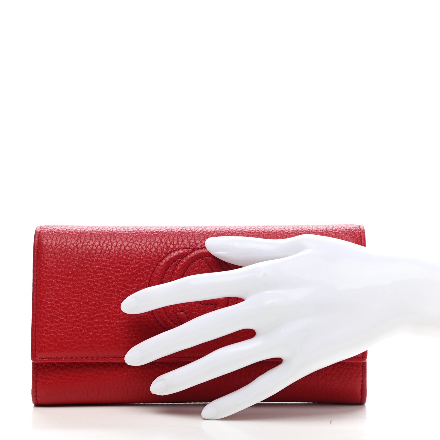Gucci Pebbled Calfskin Large Soho Continental Wallet Red 2 of 8
