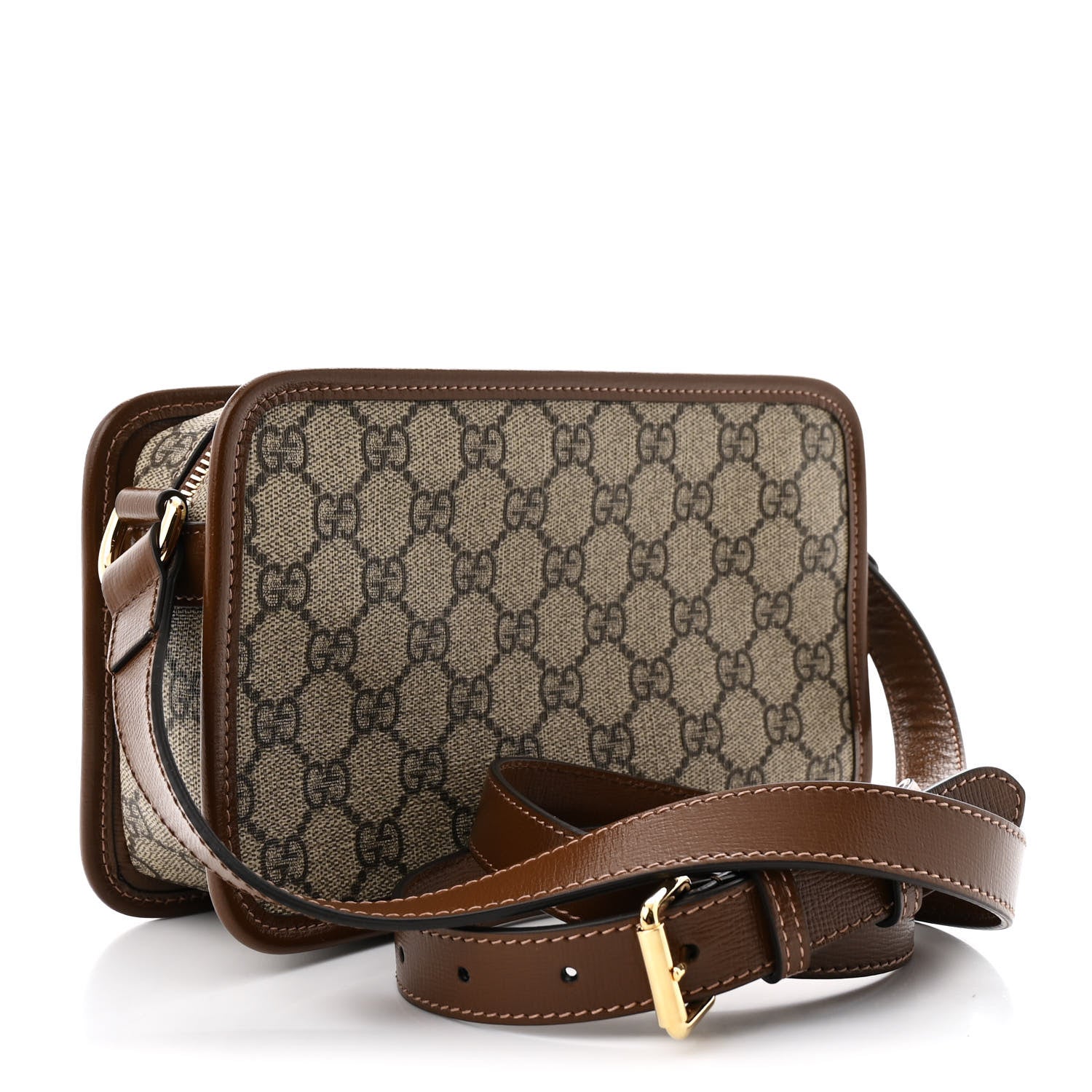 Gucci GG Supreme Monogram Azalea Calfskin Mini Retro Interlocking G Shoulder Bag Beige Ebony Brown Sugar 3 of 10