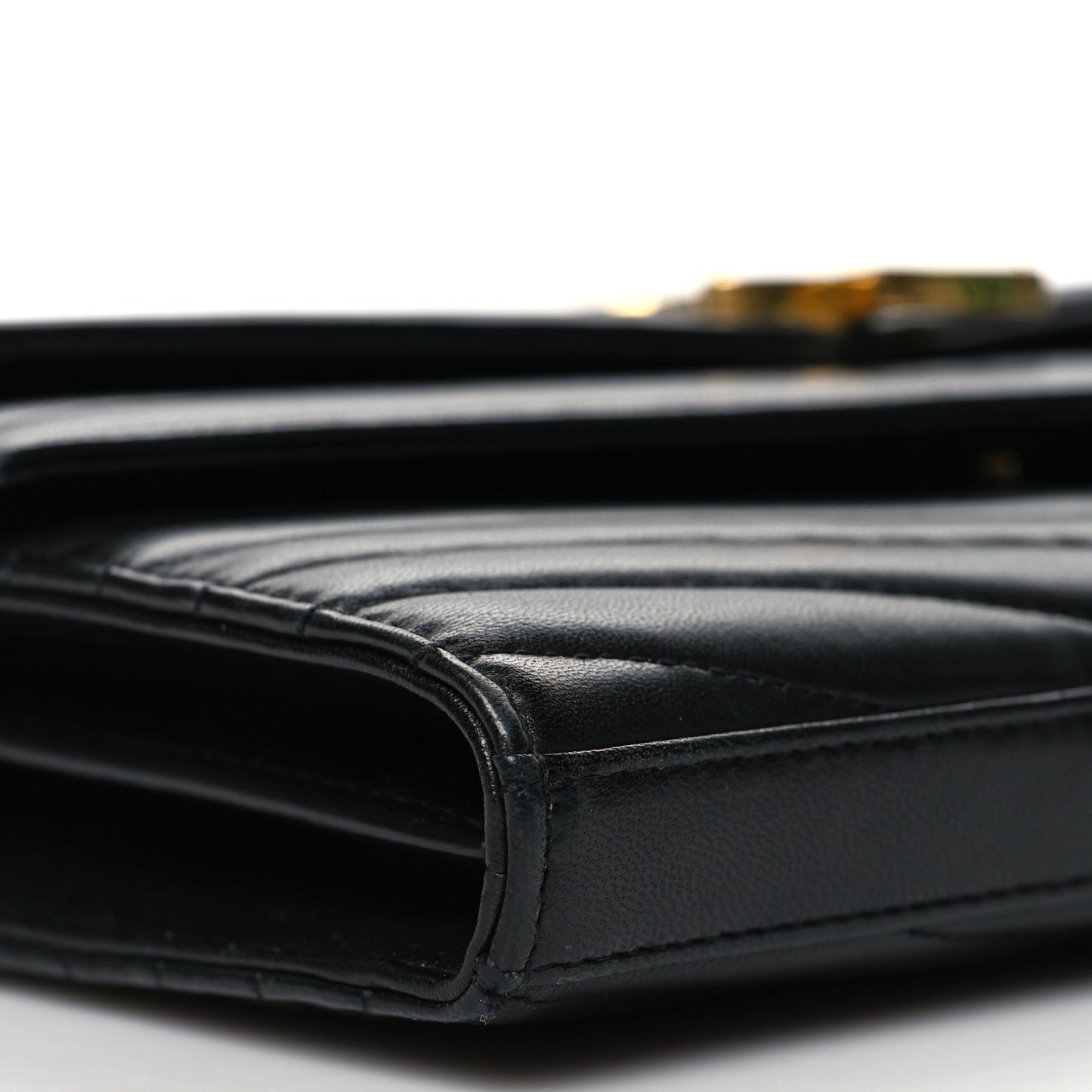 Lambskin Matelasse Chevron Monogram Sulpice Chain Wallet Black