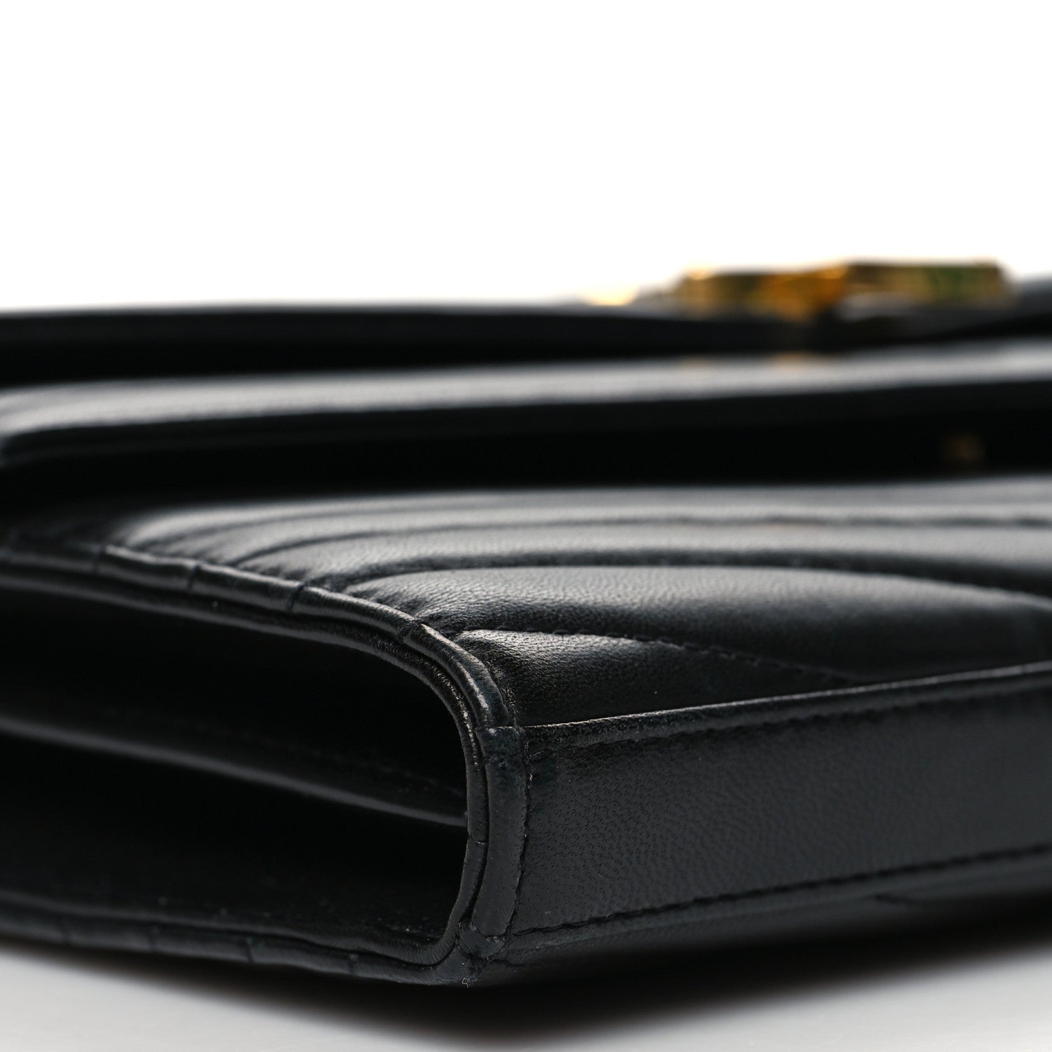 Saint Laurent Lambskin Matelasse Chevron Monogram Sulpice Chain Wallet Black 10 of 13