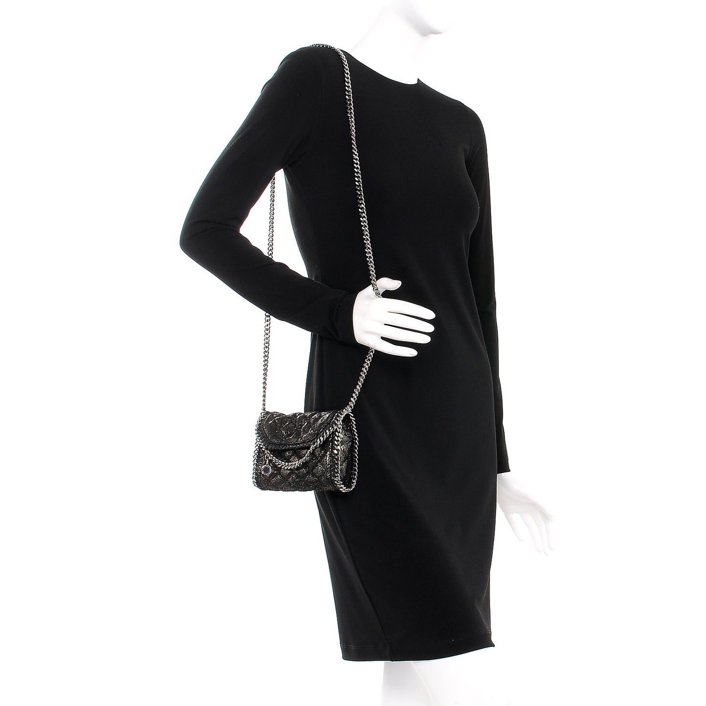 Metallic Shaggy Deer Quilted Tiny Fold Over Falabella Black
