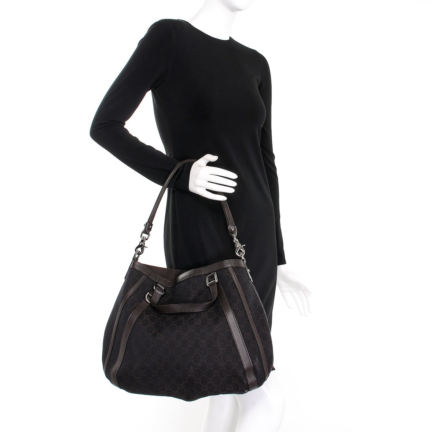 Monogram Medium Abbey Convertible Tote Dark Brown