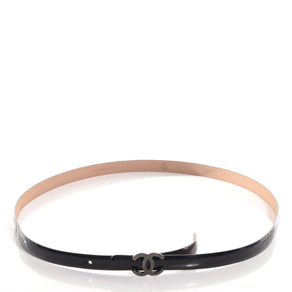 Chanel Patent Leather CC Logo Skinny Belt 90 36 Black 3 of 7