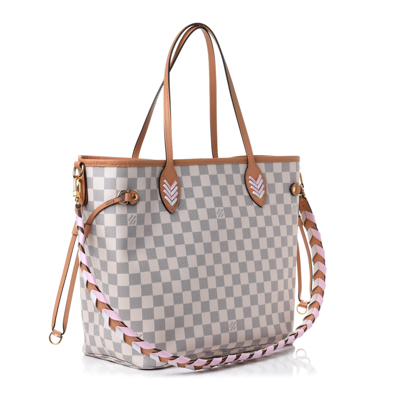 Louis Vuitton Damier Azur Braided Neverfull MM Pink 2 of 4