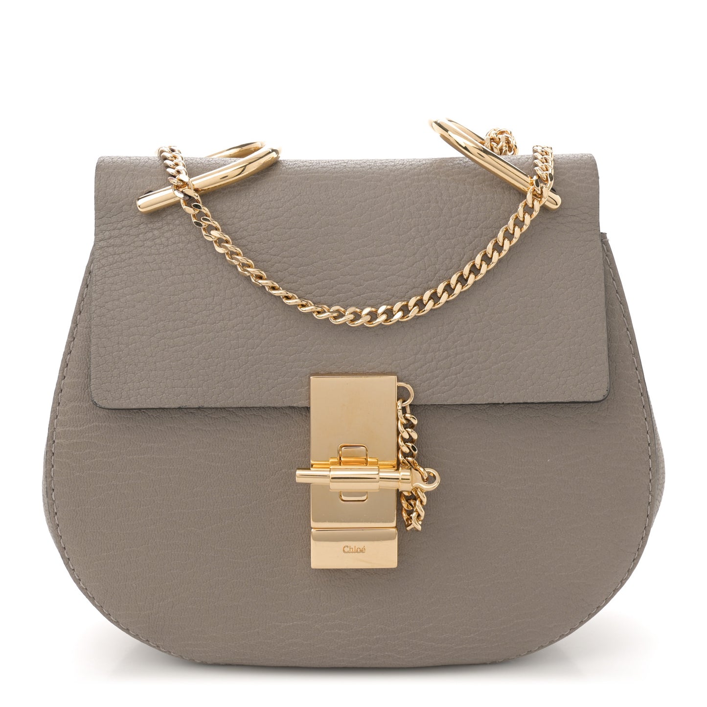 Grained Lambskin Mini Drew Shoulder Bag Motty Grey