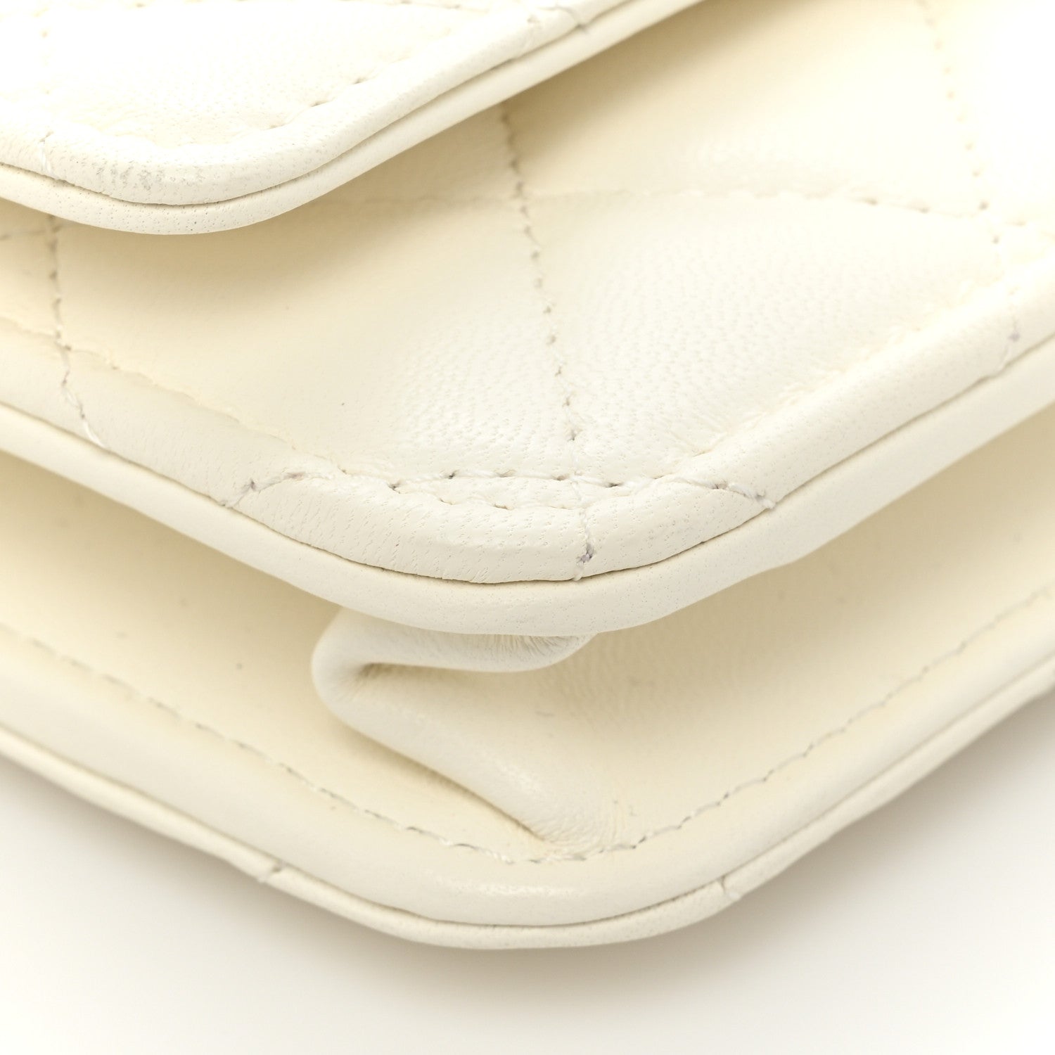 Chanel Lambskin Quilted CC Pearl Crush Wallet on Chain WOC White 11 of 19