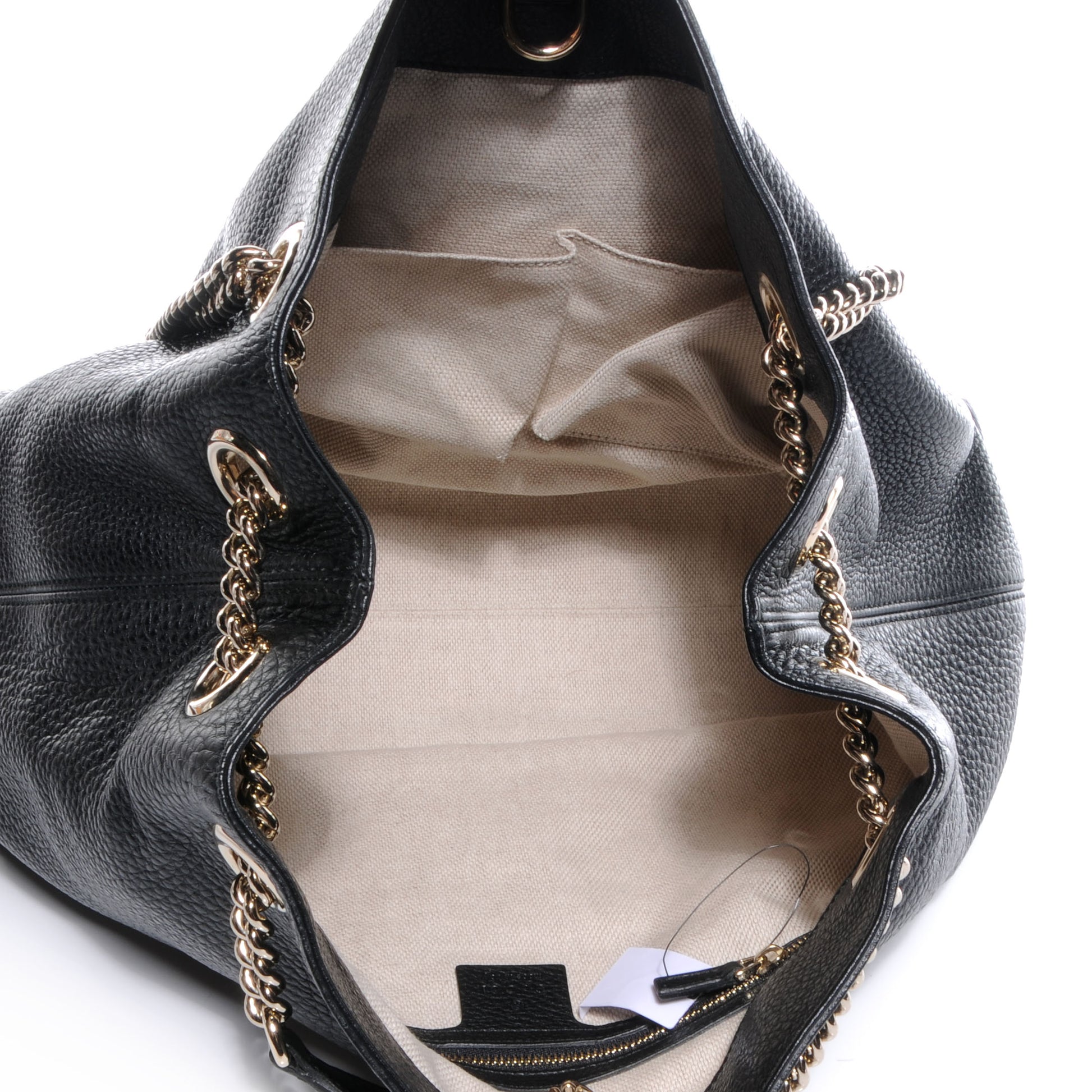 Gucci Pebbled Calfskin Medium Soho Chain Shoulder Bag Black 5 of 7