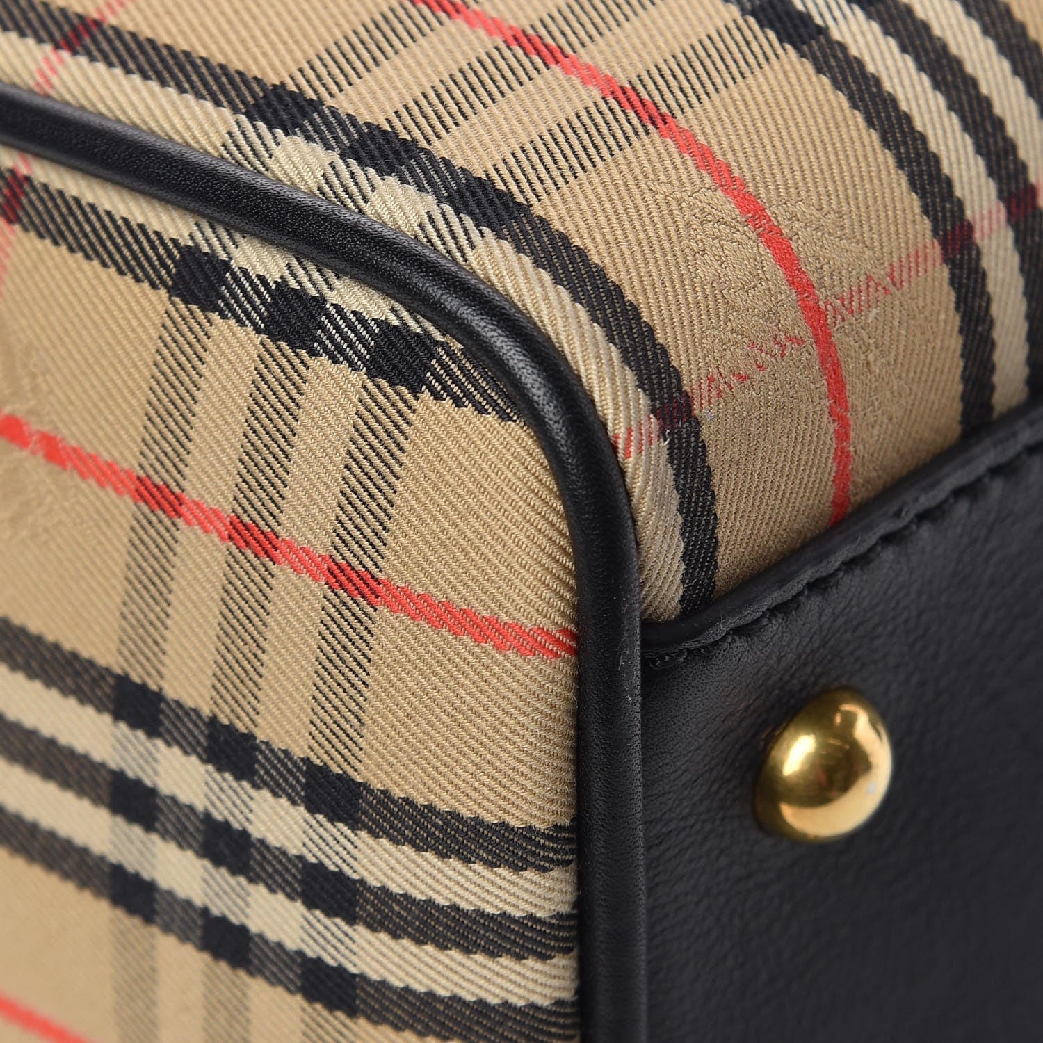 Burberry Smooth Calfskin 1983 Knight Check Link Bowling Bag Black 8 of 11