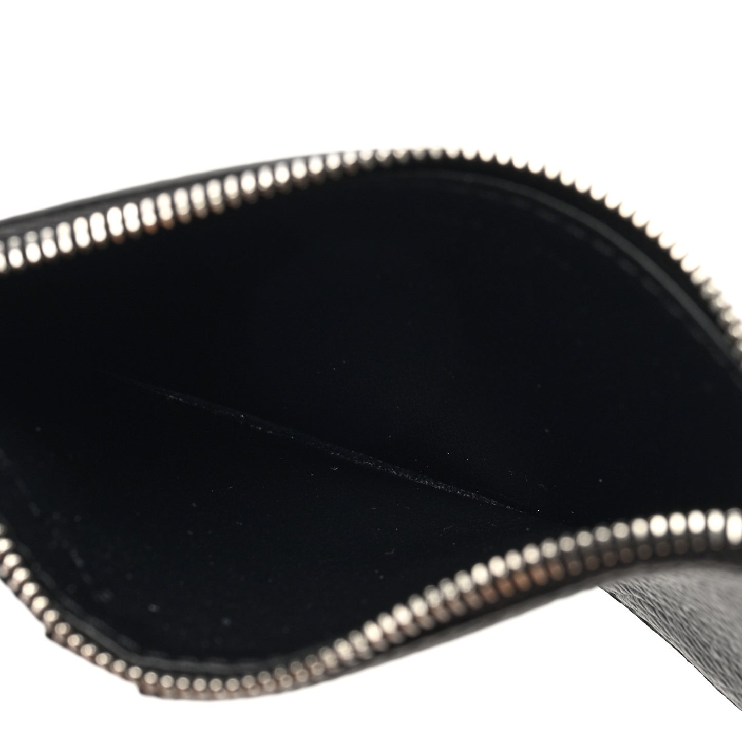 Grained Calfskin Zipped Card Holder Black