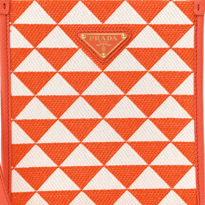 Prada Jacquard Saffiano Triangolo Symbole Embroidered Micro Tote Orange White 7 of 12