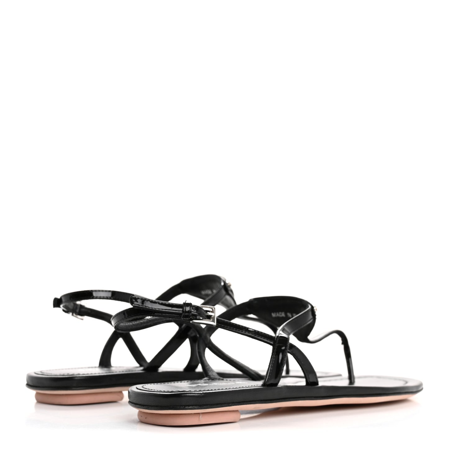 Vernice Metal Triangle Logo Slingback Flat Thong Sandals 39 Black