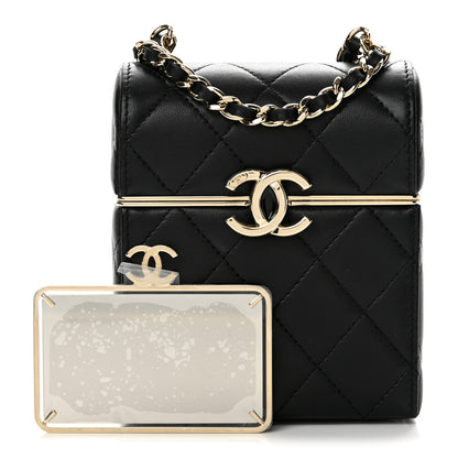 Chanel Lambskin Quilted Small Box With Chain Black 3 of 13