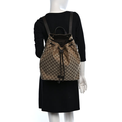 Gucci Monogram Dollar Calfskin O Drawstring Backpack Beige Ebony Testa di Moro Dark Chocolate 2 of 10