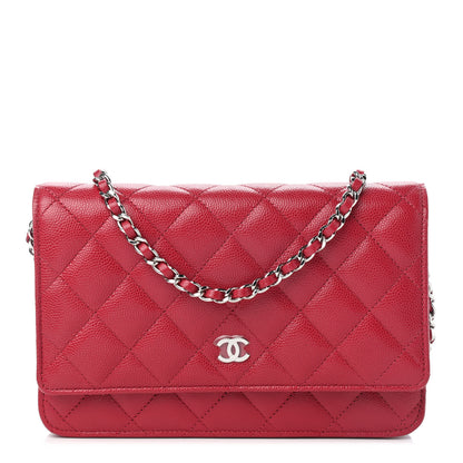 Chanel Caviar Quilted Wallet On Chain WOC Dark Pink 1 of 9