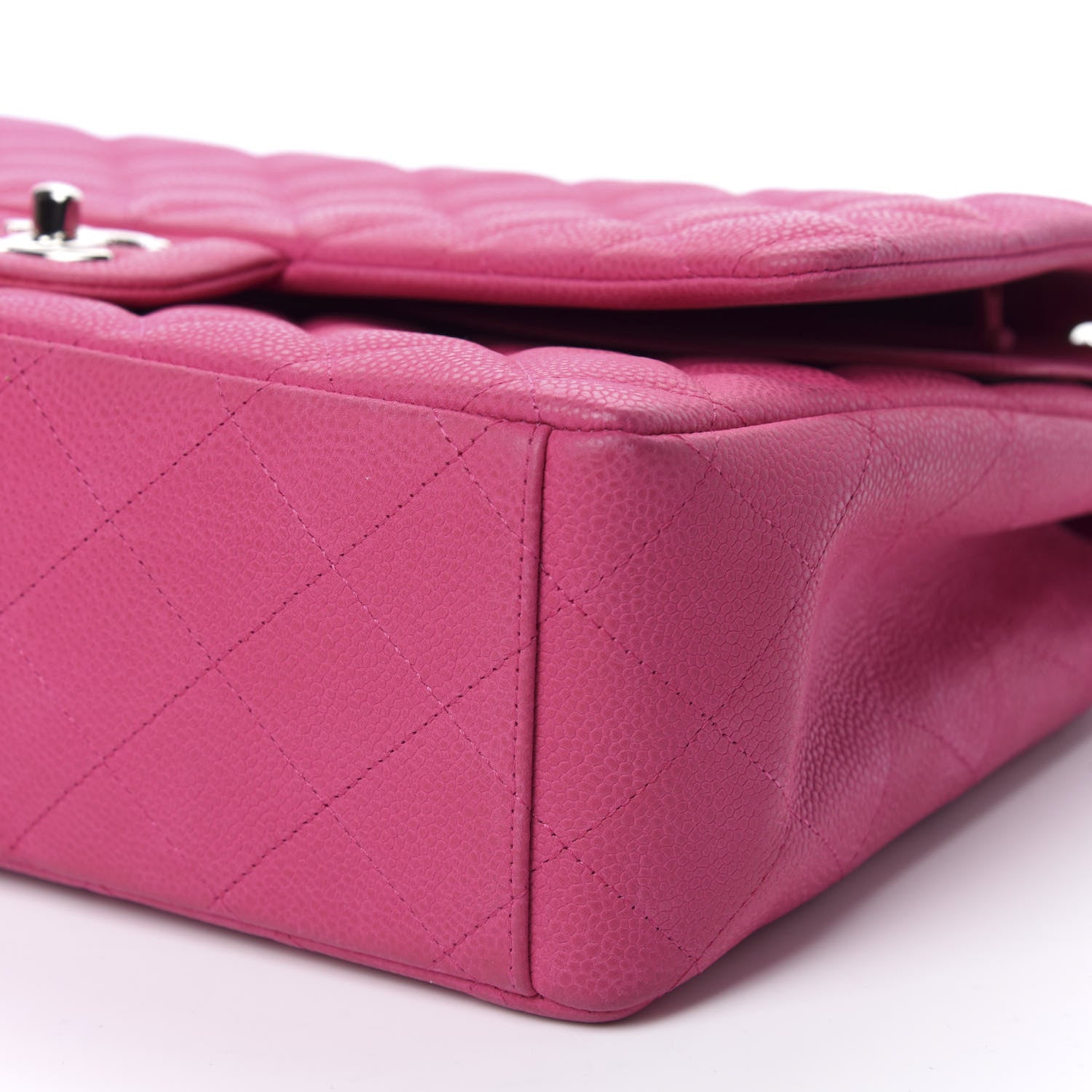 Chanel Iridescent Caviar Quilted Maxi Double Flap Hot Pink 7 of 13