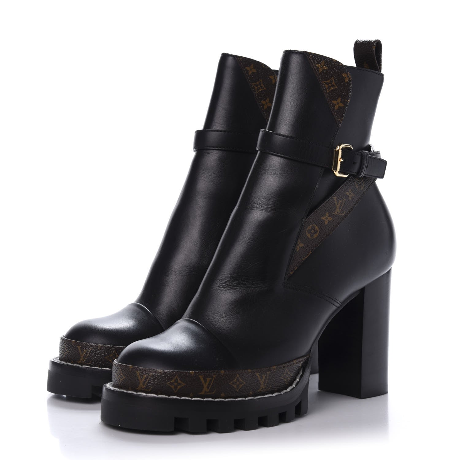 Louis Vuitton Calfskin Monogram Star Trail Ankle Boots 39 Black 3 of 8