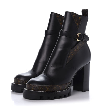 Louis Vuitton Calfskin Monogram Star Trail Ankle Boots 39 Black 3 of 8