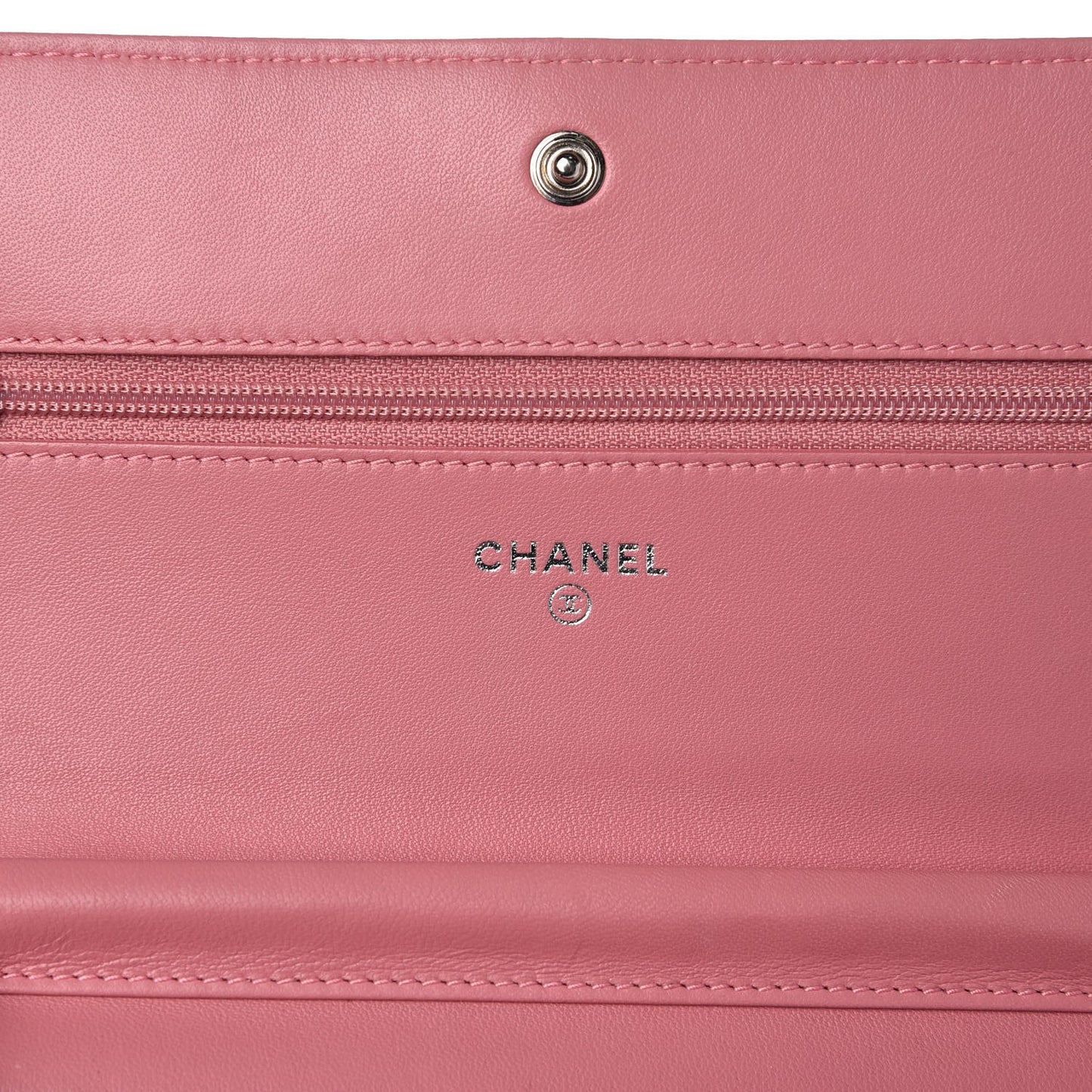 Lambskin Camellia Embossed Wallet On Chain WOC Pink