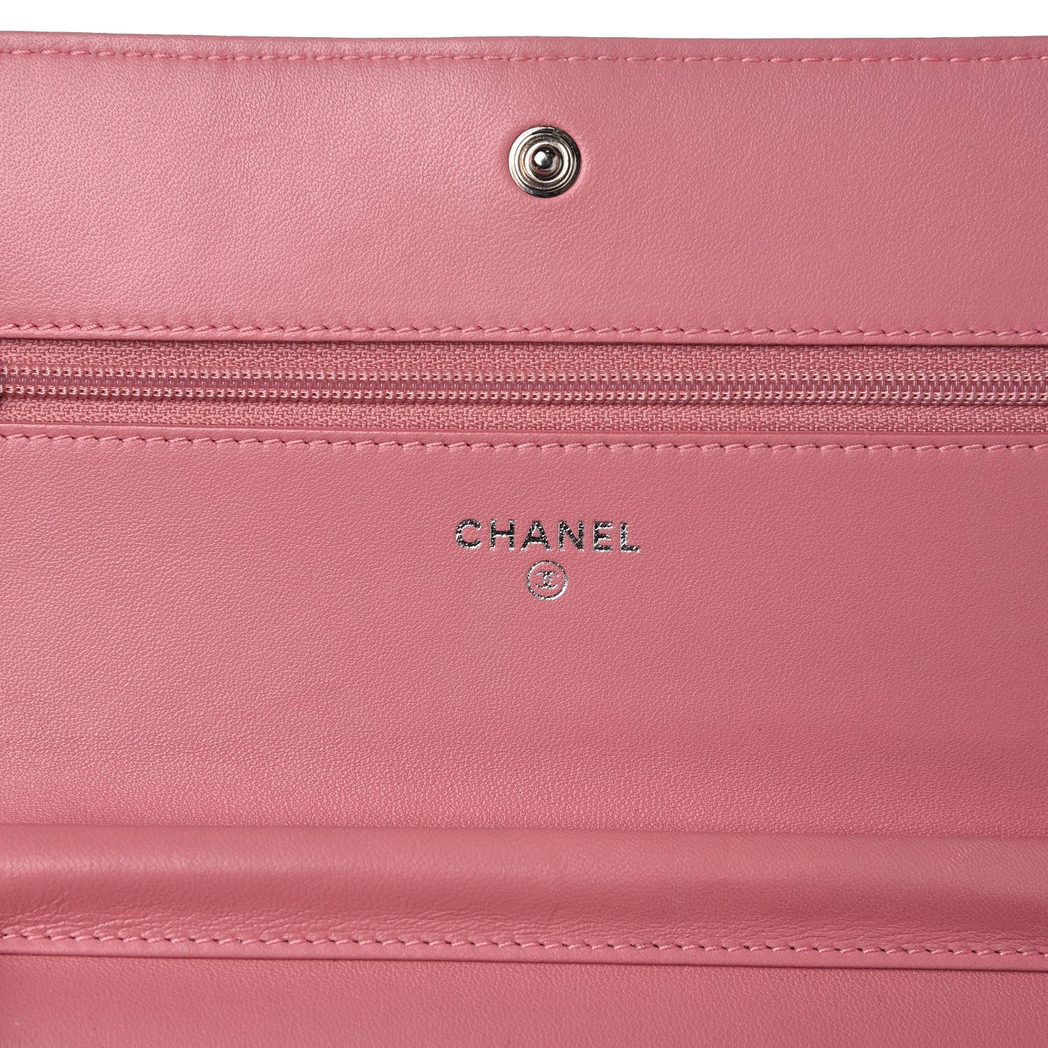 Chanel Lambskin Camellia Embossed Wallet On Chain WOC Pink 6 of 13