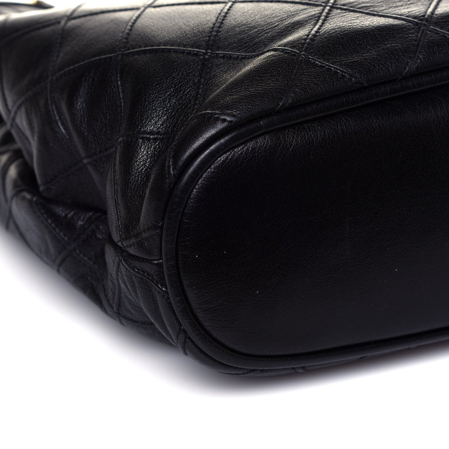 Lambskin Stitched Shopper Tote Black