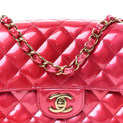 Chanel Shaded Patent Calfskin Quilted Mini Rectangular Flap Pink Dark Pink 8 of 10