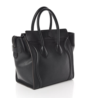 Celine Drummed Calfskin Mini Luggage Black 2 of 9