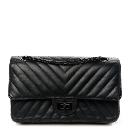 Chanel Sheepskin Chevron Quilted 2.55 Reissue 225 Double Flap So Black 1 of 10