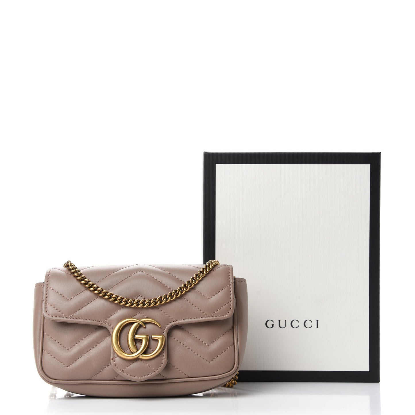 Calfskin Matelasse Super Mini GG Marmont Shoulder Bag Porcelain Rose