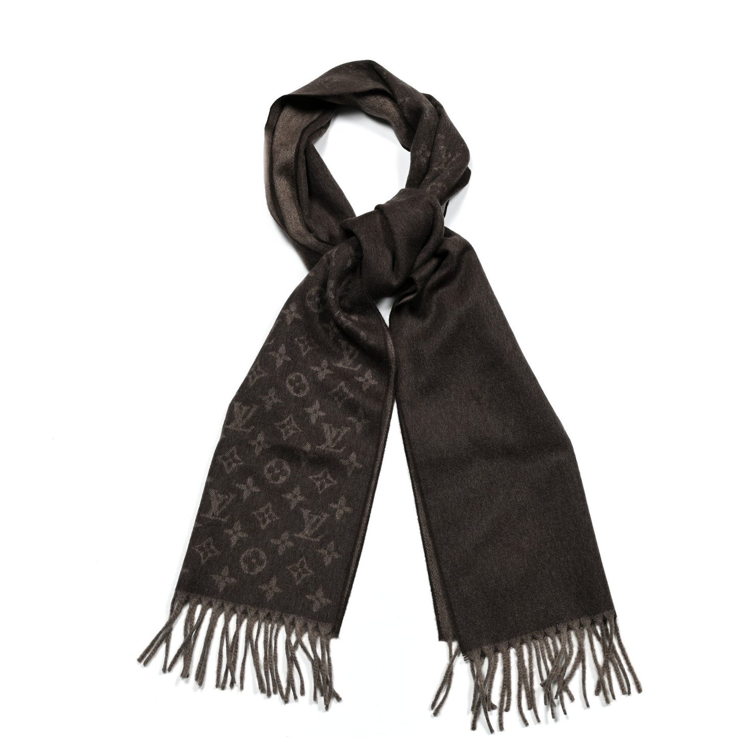 Cashmere Wool Monogram Gradient Scarf Noisette